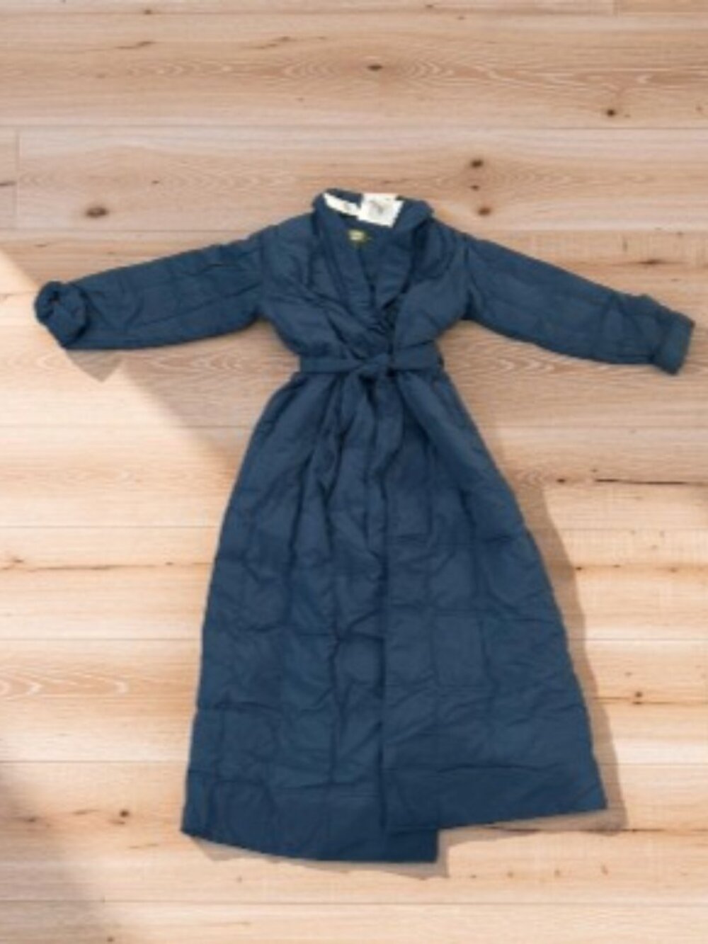 VTG Cabela's Women's Small Down Butter Soft Robe Mallard Blue Puffer Long